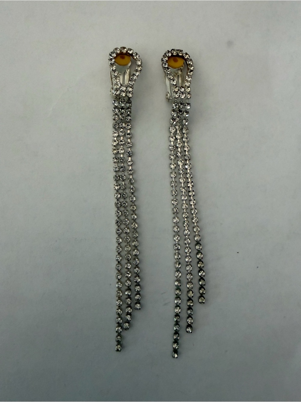 Vintage 1970’s Crystal Fringe Drop Earrings - Silver Tone